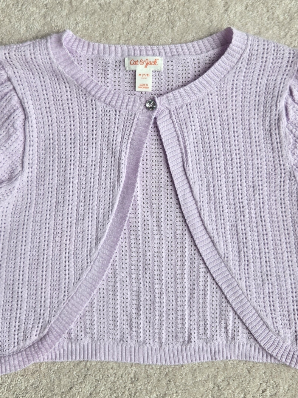 Cat & Jack Lilac Openwork Short Cardigan Sweater